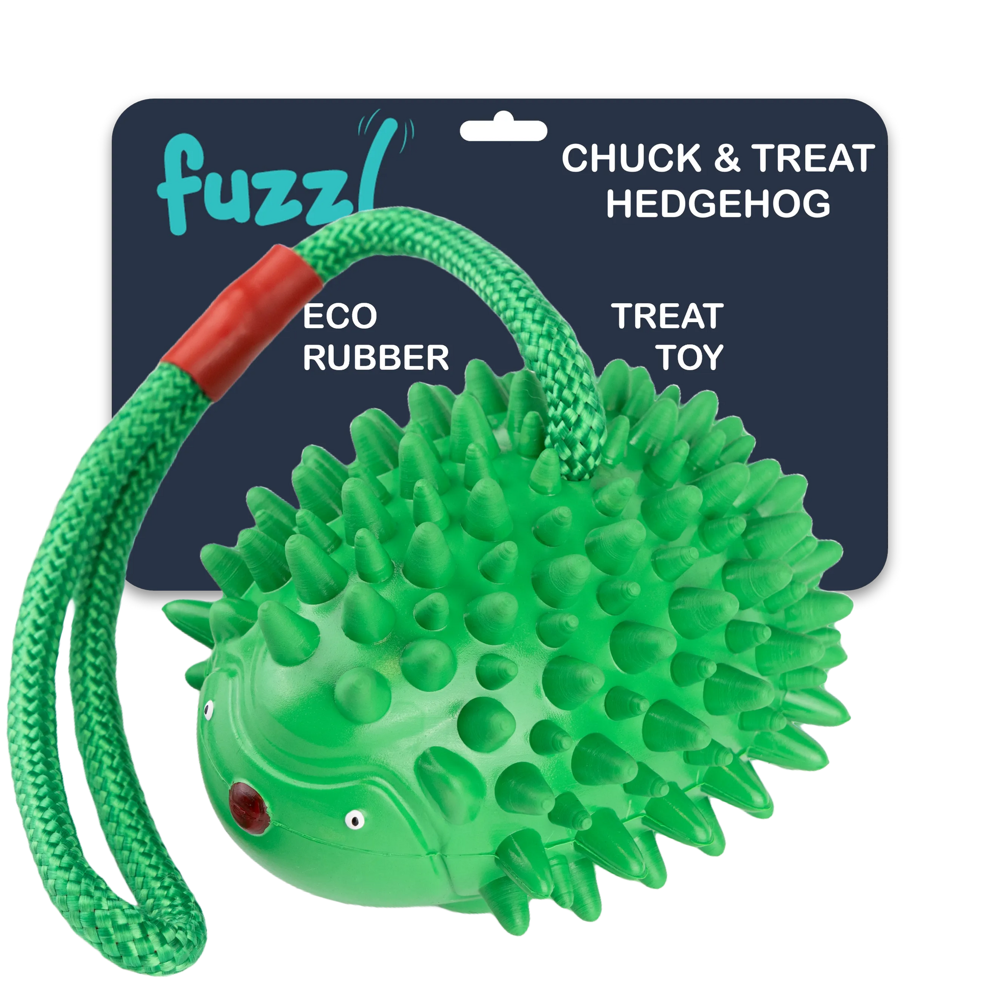 Fuzzl Eco Rubber Chuck & Treat Hedgehog - Green Dog Toy – Durable - Fuzzl Pet