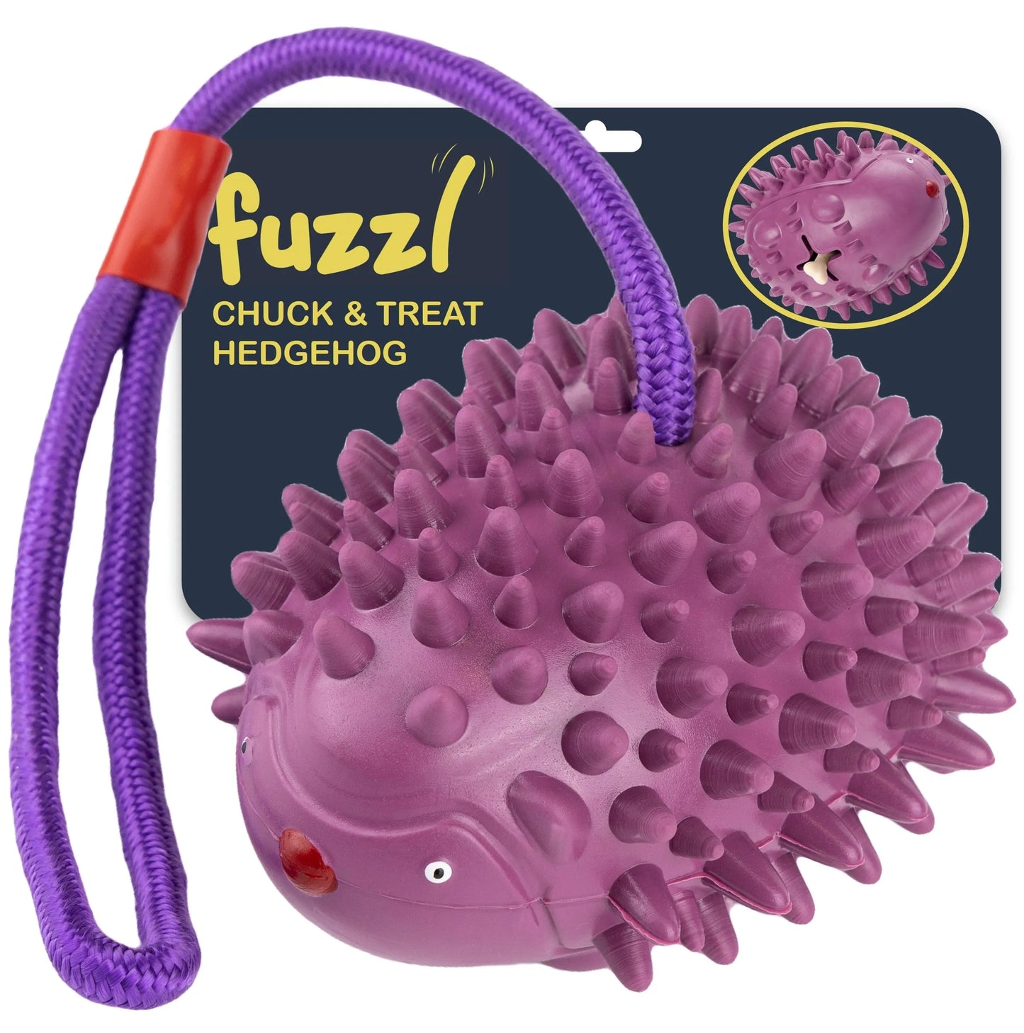 Fuzzl Eco Rubber Chuck & Treat Hedgehog - Purple Dog Toy – Durable - Fuzzl Pet