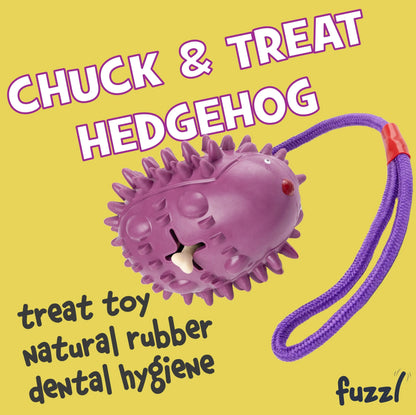 Fuzzl Eco Rubber Chuck & Treat Hedgehog - Purple Dog Toy – Durable - Fuzzl Pet