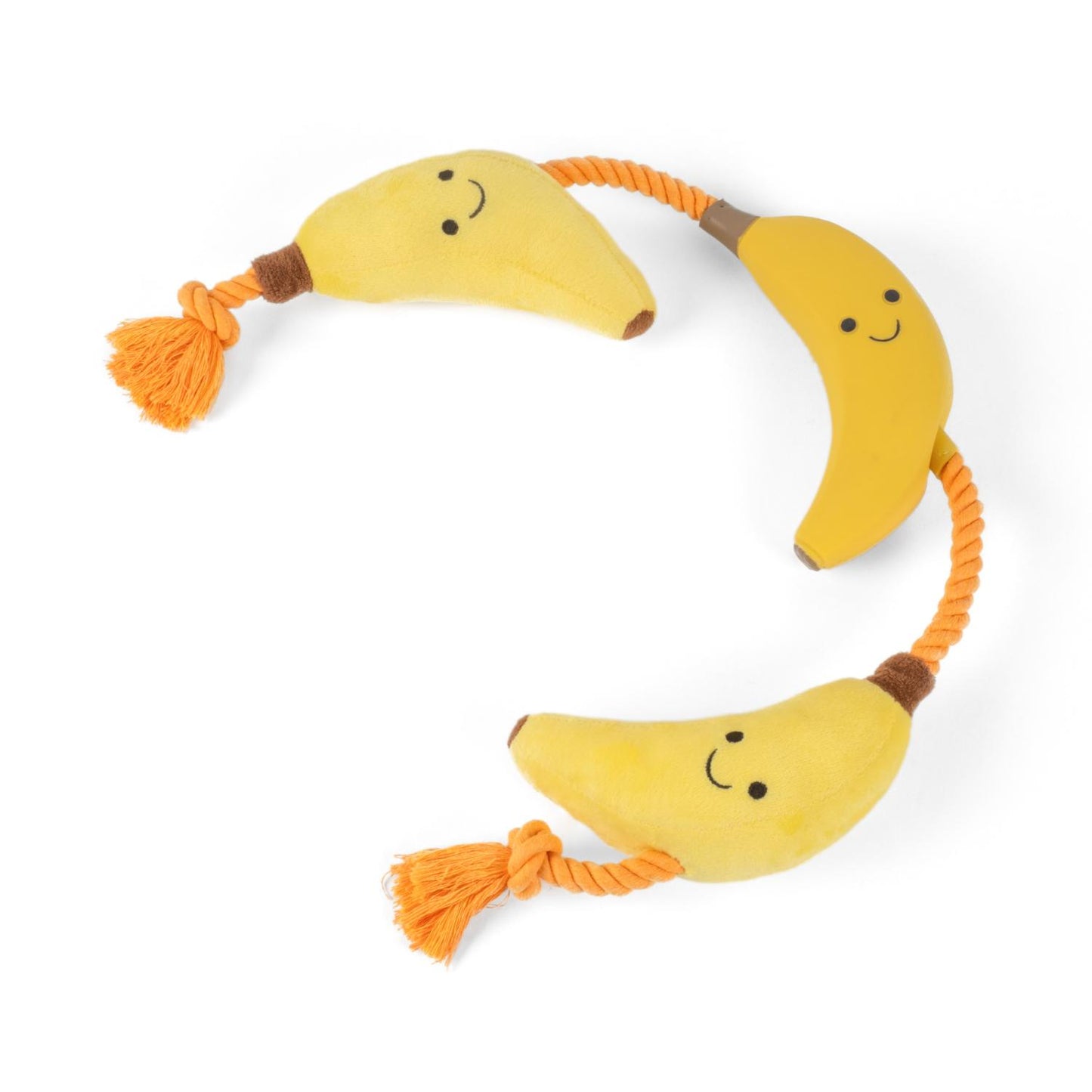 Fuzzl Tugga Bananas Dog Toy - Rope Latex and Plush Dog and Puppy