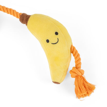 Fuzzl Tugga Bananas Dog Toy - Rope Latex and Plush Dog and Puppy