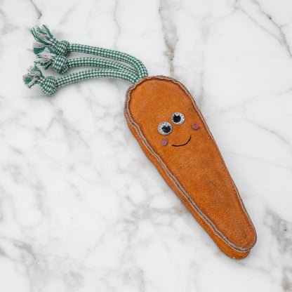 Fuzzl Eco Leather Carrot | Natural Tough Chew Dog Toy