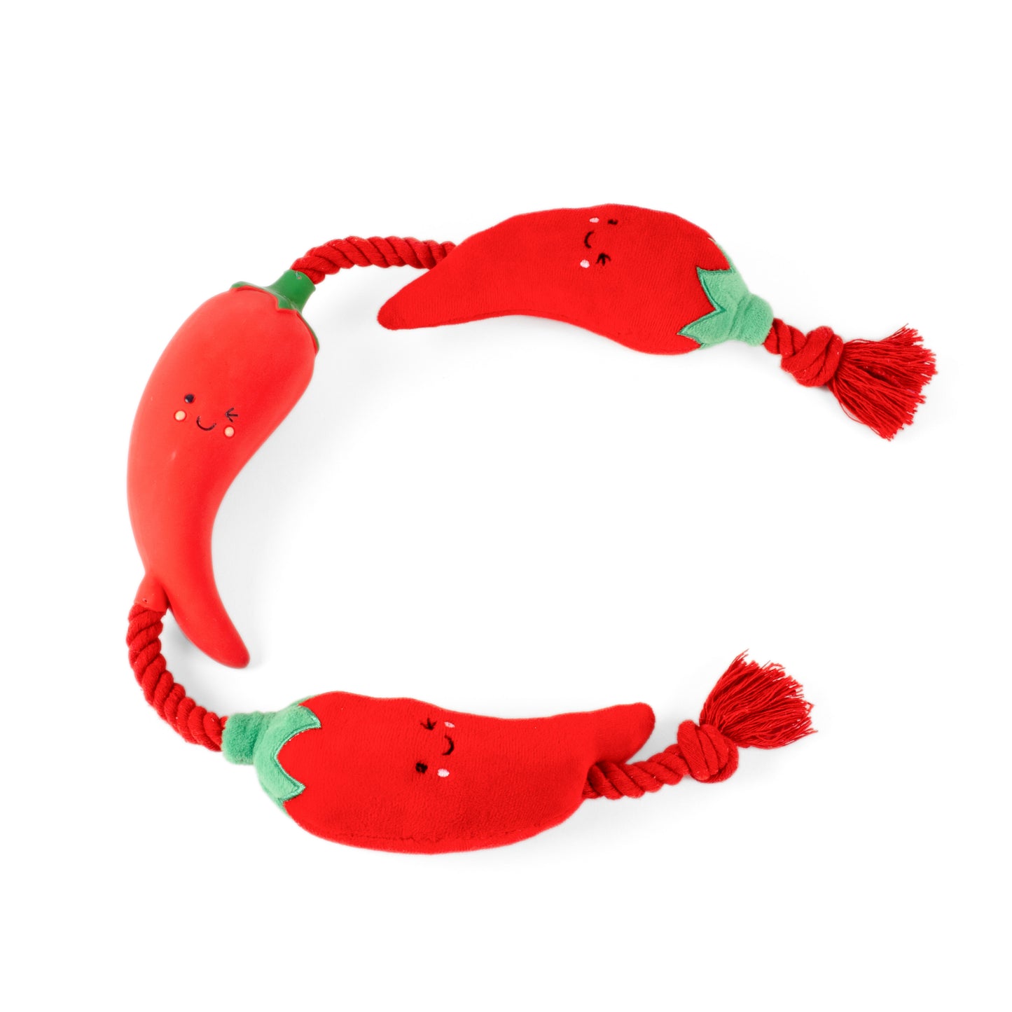 Fuzzl Tugga Chilis Dog Toy - Rope Latex and Plush Dog and Puppy