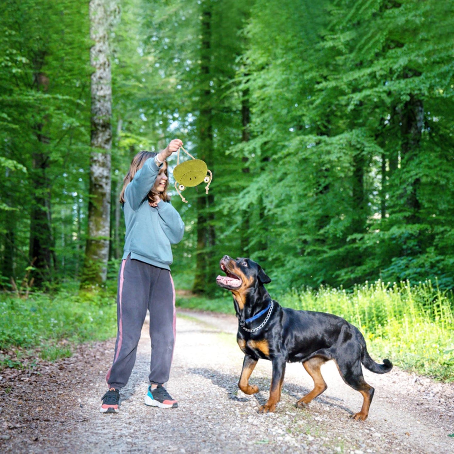 Fuzzl Eco Leather Lily Frog and Tough Dog Toys - Long Lasting Chew