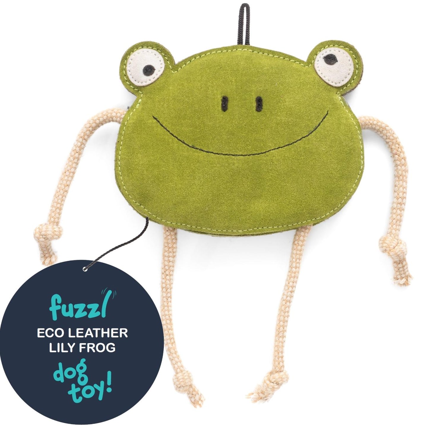 Fuzzl Eco Leather Lily Frog and Tough Dog Toys - Long Lasting Chew