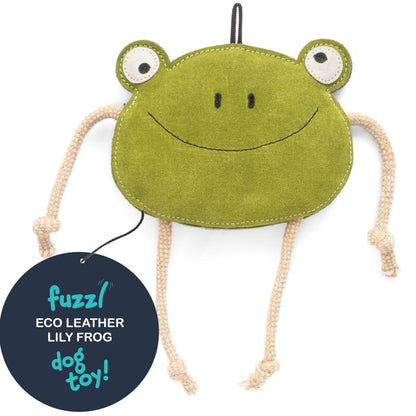 Fuzzl Eco Leather Lily Frog and Tough Dog Toys - Long Lasting Chew