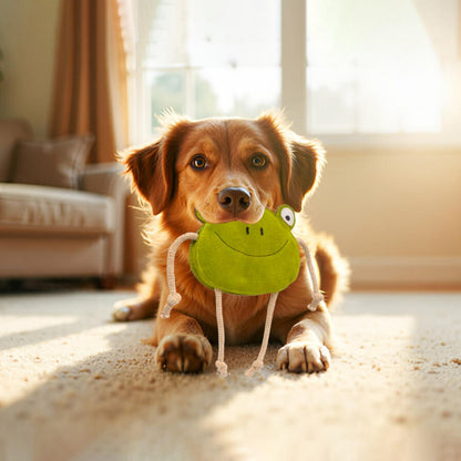 Fuzzl Eco Leather Lily Frog and Tough Dog Toys - Long Lasting Chew