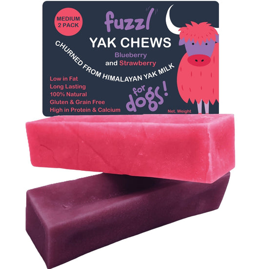 Fuzzl Himalayan Yak Chews Medium 2-Pack | Blueberry & Strawberry