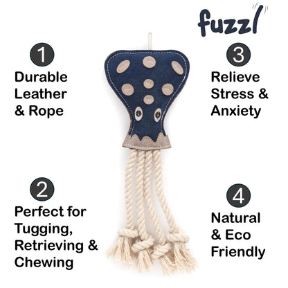 Fuzzl Eco Leather Otto Octopus | Tough Natural Chew Dog Toy