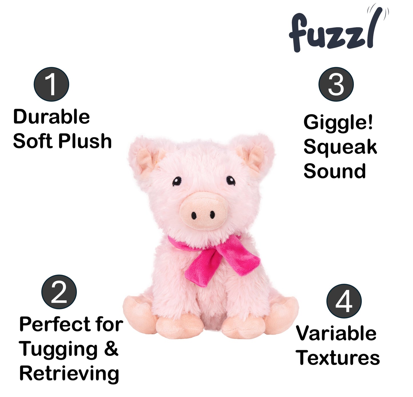 Fuzzl Super Soft Plush Pig Dog Toy with Giggle Squeaker – Durable - Fuzzl Pet