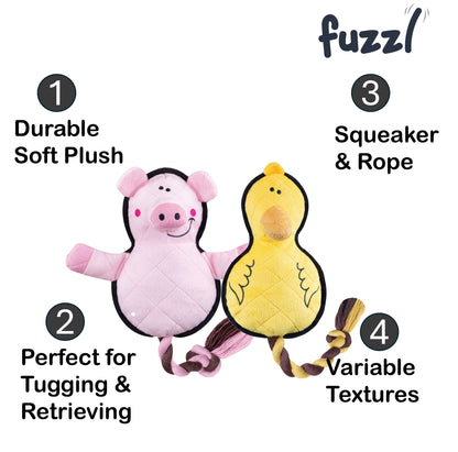 Fuzzl Dura Daisy Duck & Pickles Pig – Durable Dog Toy - Fuzzl Pet