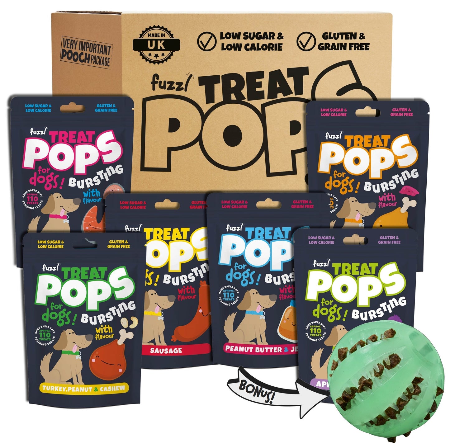 Fuzzl Puppy Pops Variety Pack WITH Glow Ball – Durable Dog Toy - Fuzzl Pet