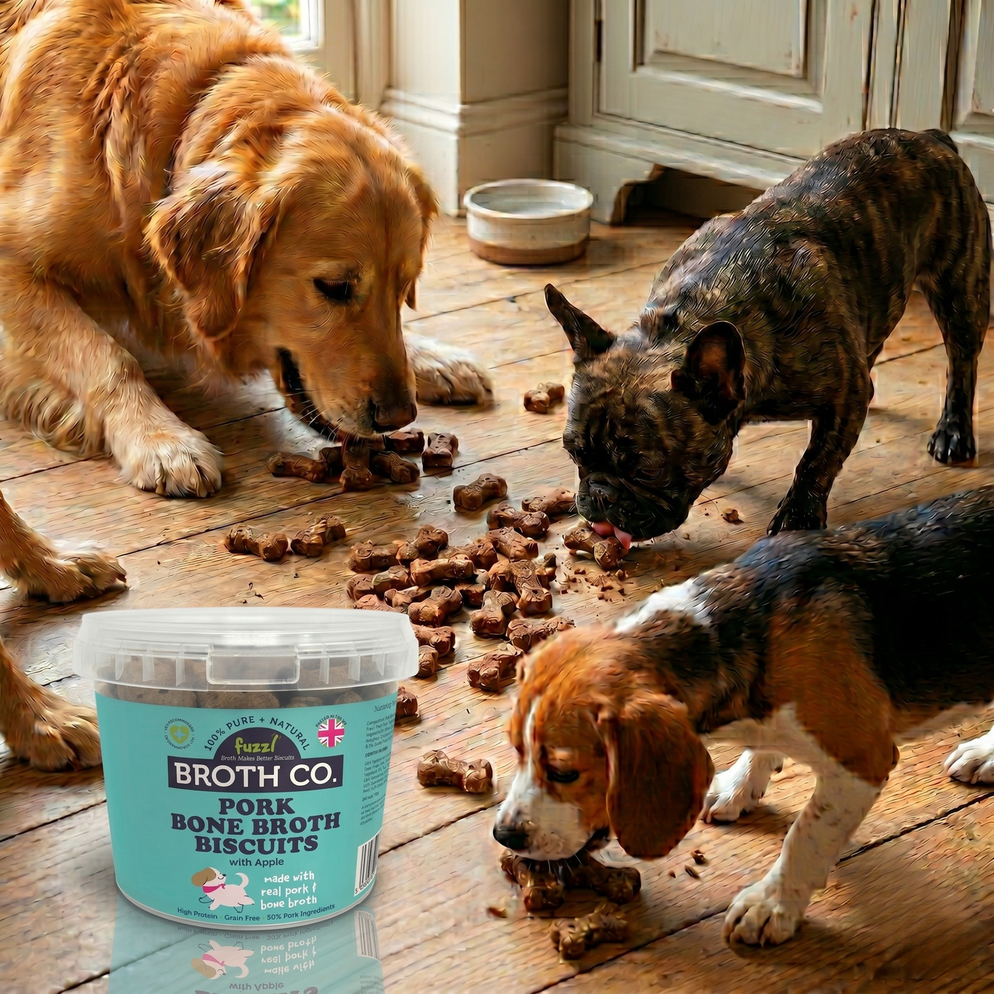 Fuzzl Broth Co. | Pork Bone Broth & Apple Dog Treats (1kg Bulk Tub)