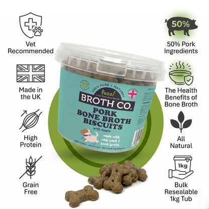 Fuzzl Broth Co. | Pork Bone Broth & Apple Dog Treats (1kg Bulk Tub)