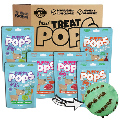 Fuzzl Puppy Pops Variety Pack | With Glow Ball Dog Treat Bundle - Fuzzl Pet
