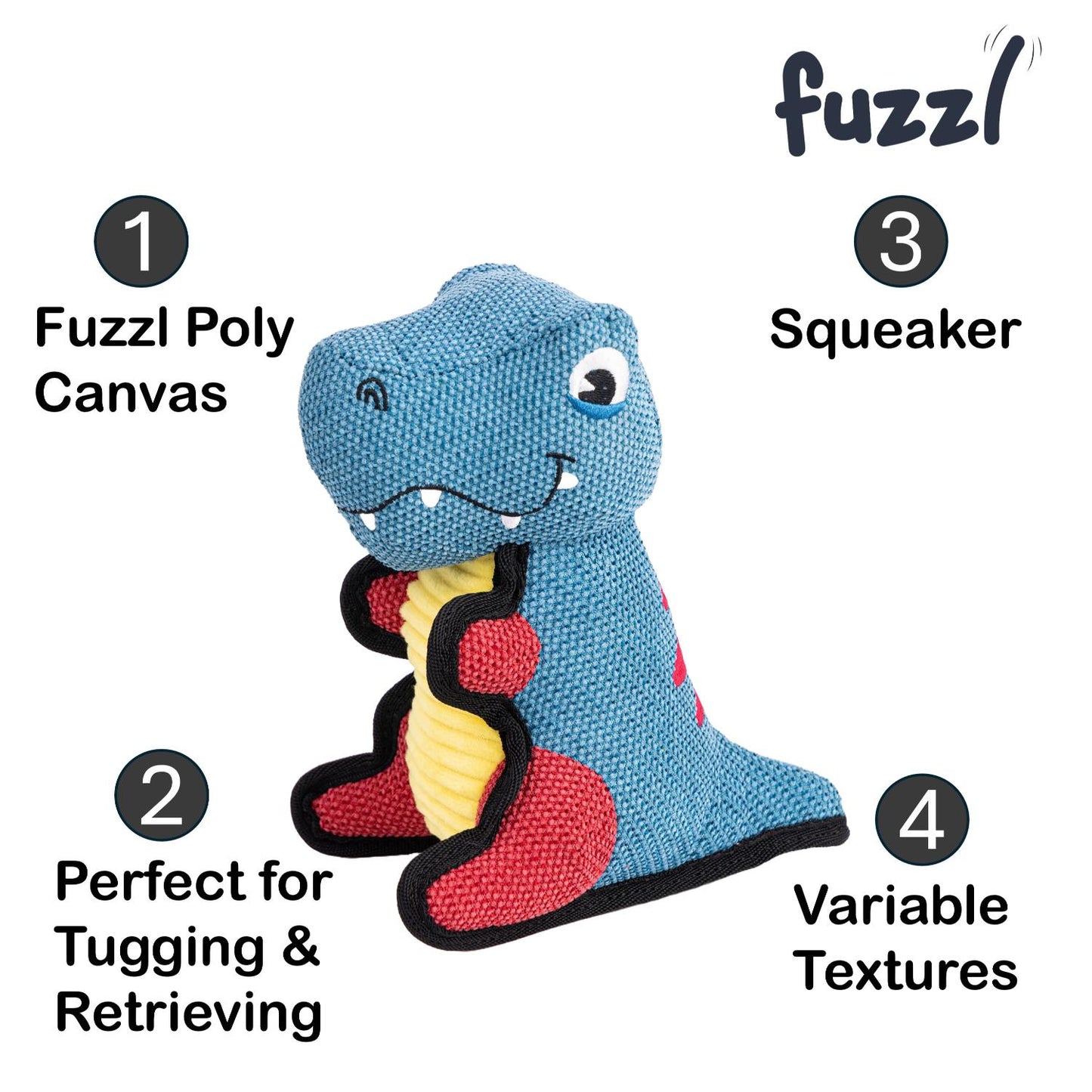 Fuzzl Rex the Dino Tough Soft Dog Toy