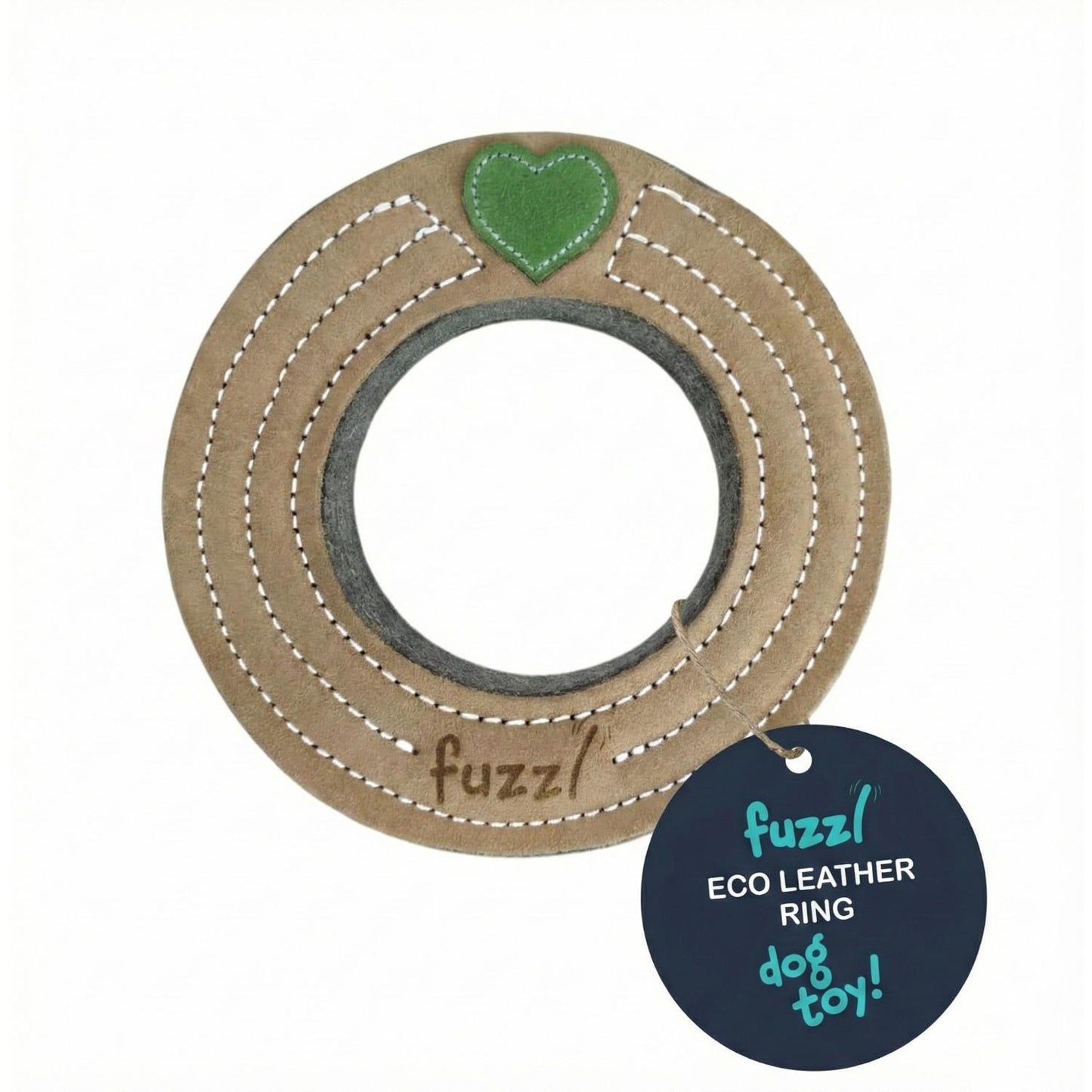 Fuzzl Eco Leather Ring | Natural Tough Chew Dog Toy