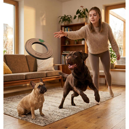 Fuzzl Eco Leather Ring | Natural Tough Chew Dog Toy