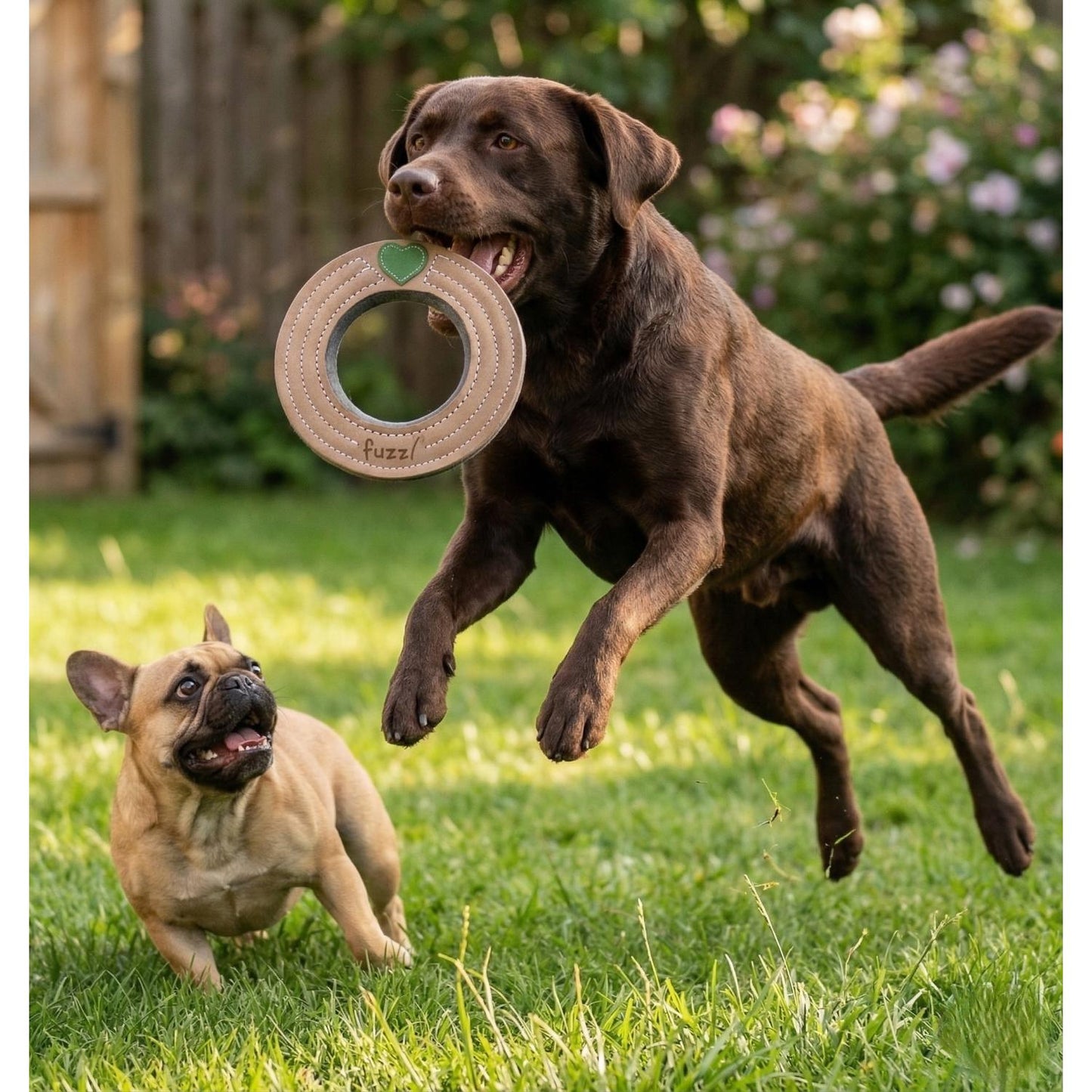 Fuzzl Eco Leather Ring | Natural Tough Chew Dog Toy