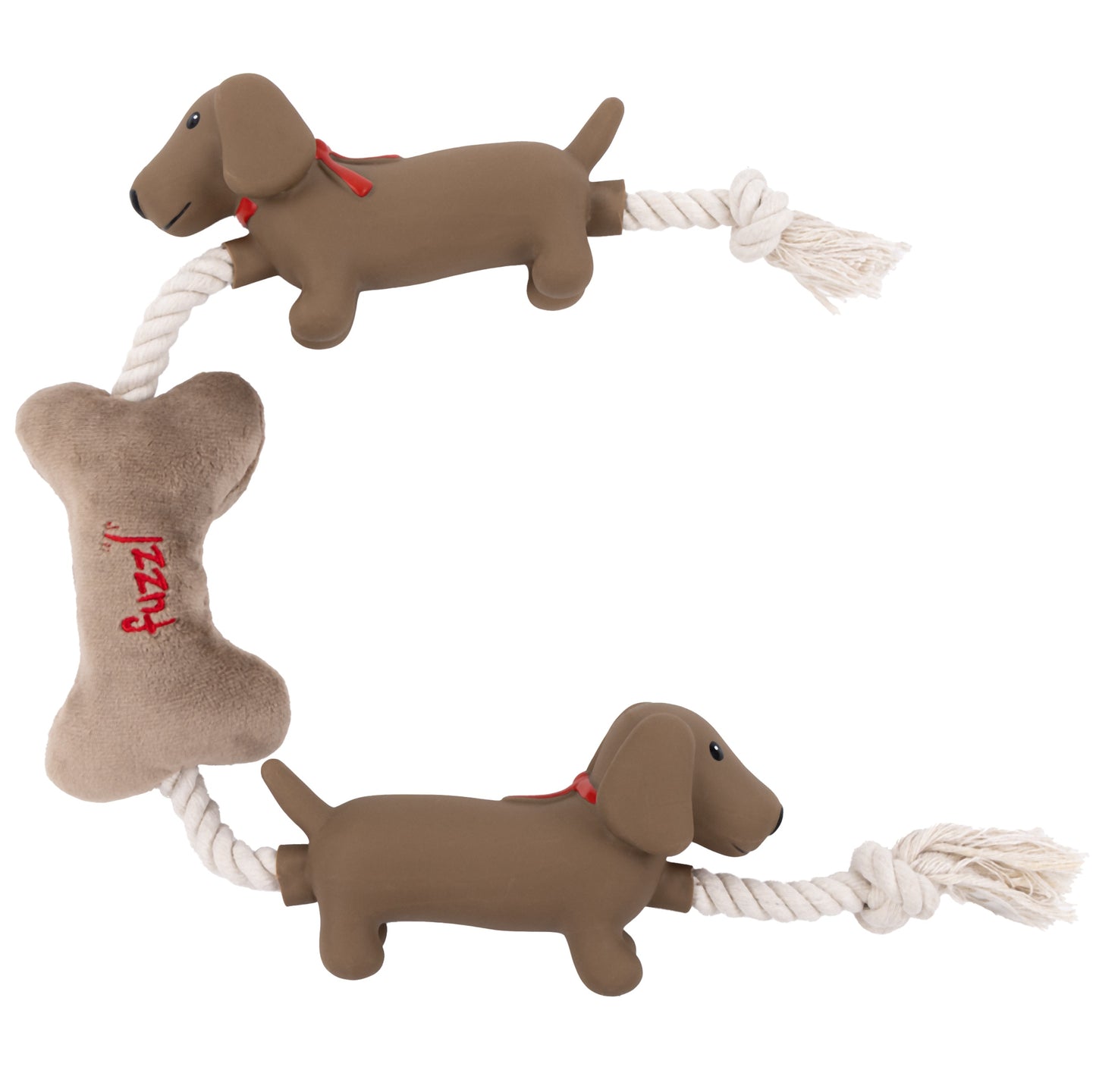Sizzles Tugga Dachshund Rope Toy | Plush & Latex Interactive Tug