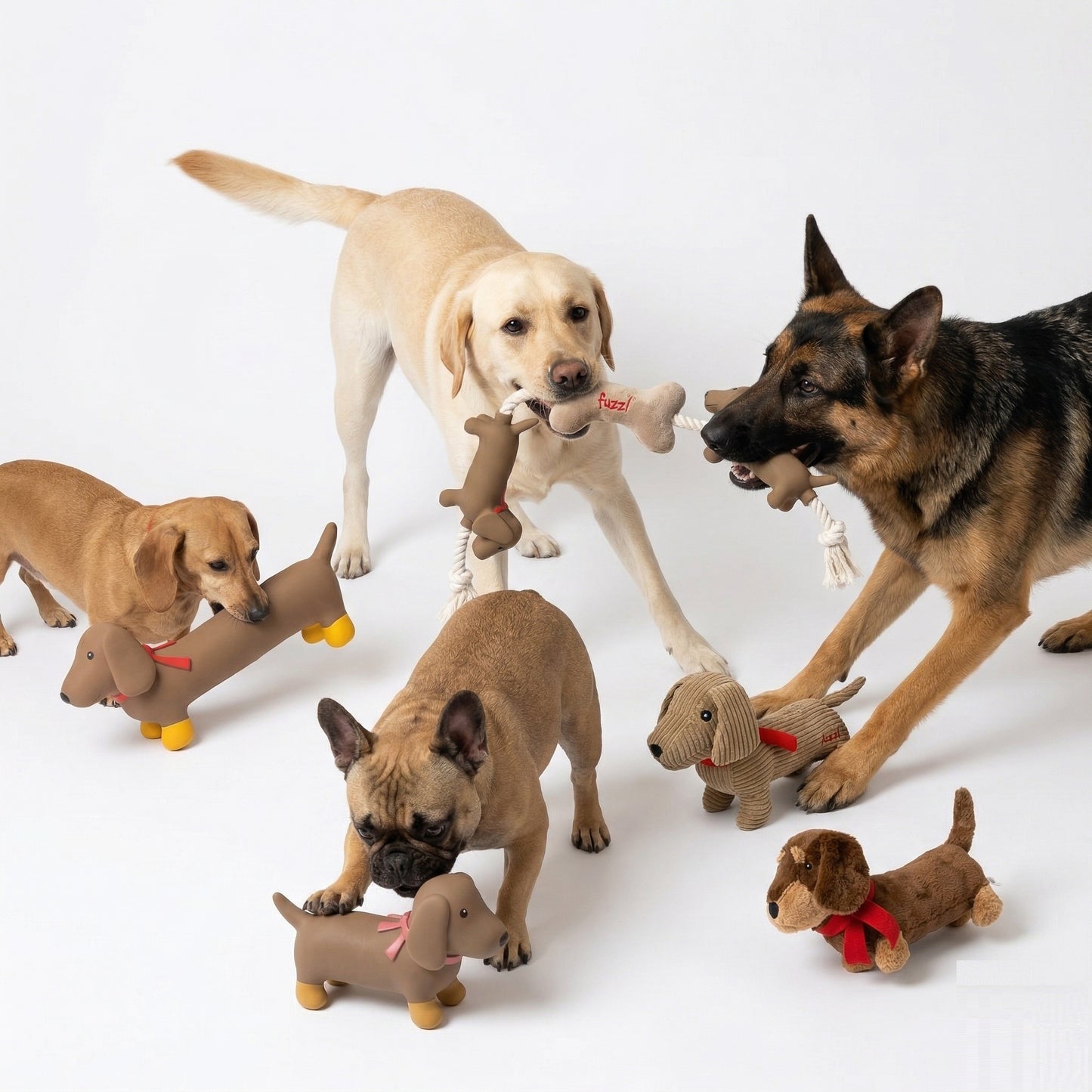 Sizzles Tugga Dachshund Rope Toy | Plush & Latex Interactive Tug