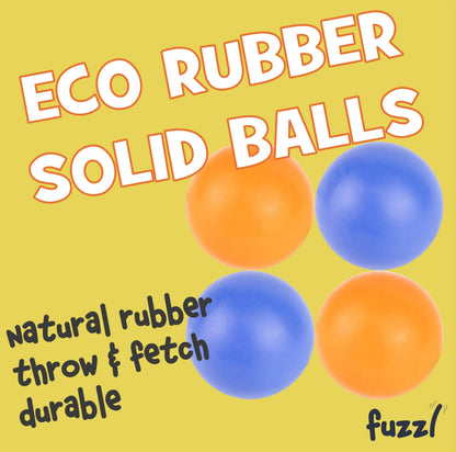 Fuzzl Eco Solid Rubber Ball 4 Pack Dog Balls – Durable Dog Toy - Fuzzl Pet