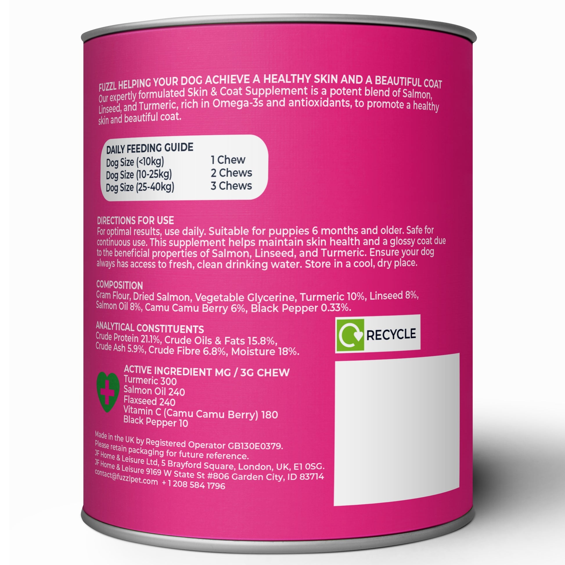 Fuzzl Itchy Skin & Coat Supplement Max Strength 30 Treats - Fuzzl Pet