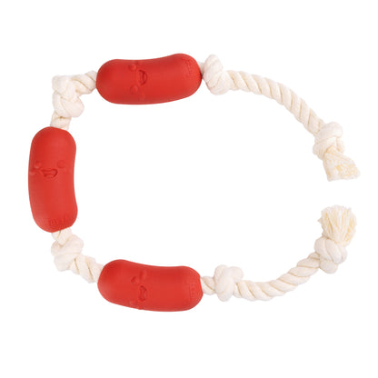 Fuzzl XL Tuff Tug Sizzlers | Bacon Scented Rope & Rubber Dog Toy