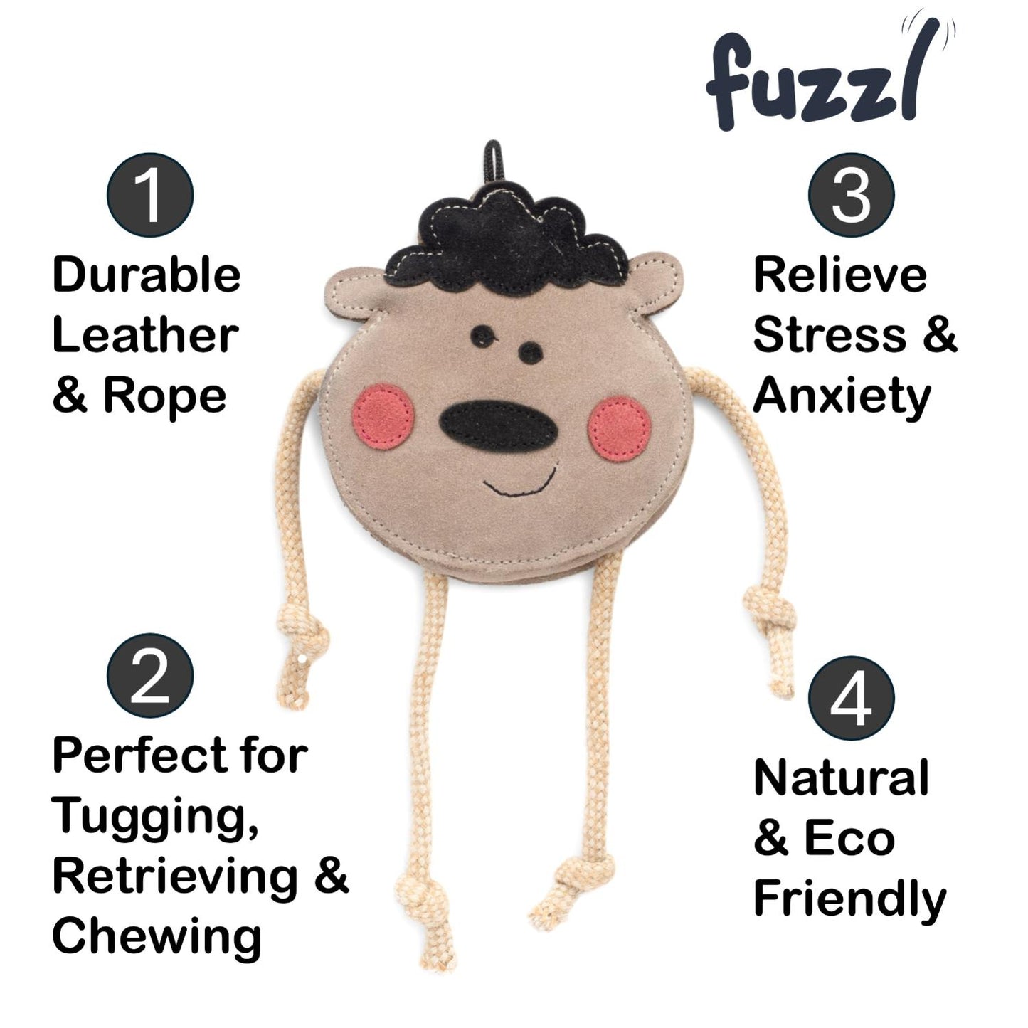 Fuzzl Eco Leather Sid Sheep Dog Toy