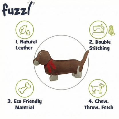 Fuzzl Eco Leather Sizzles Dachshund | Natural Tough Chew Toy
