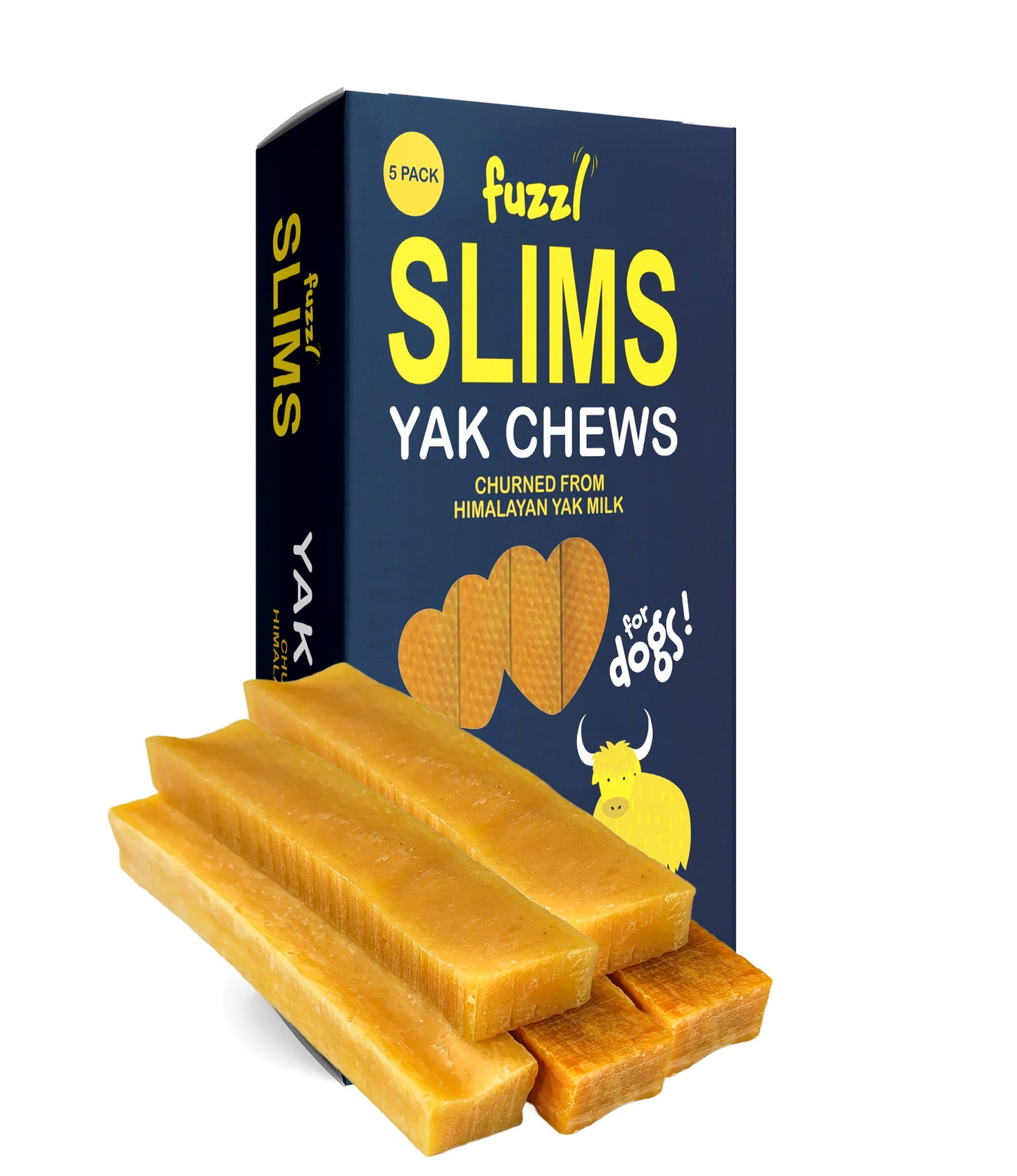 Fuzzl Himalayan Yak Chew Medium Slims | 5-Pack Natural Treats 35g