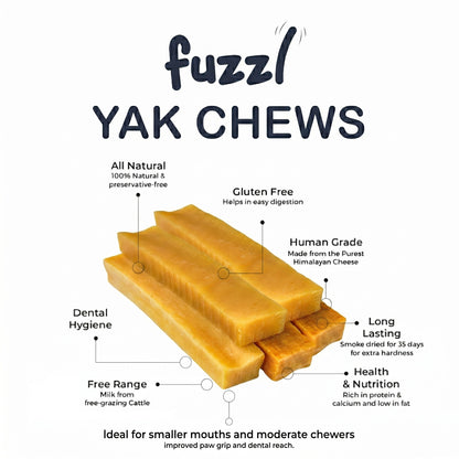 Fuzzl Himalayan Yak Chew Medium Slims | 5-Pack Natural Treats 35g