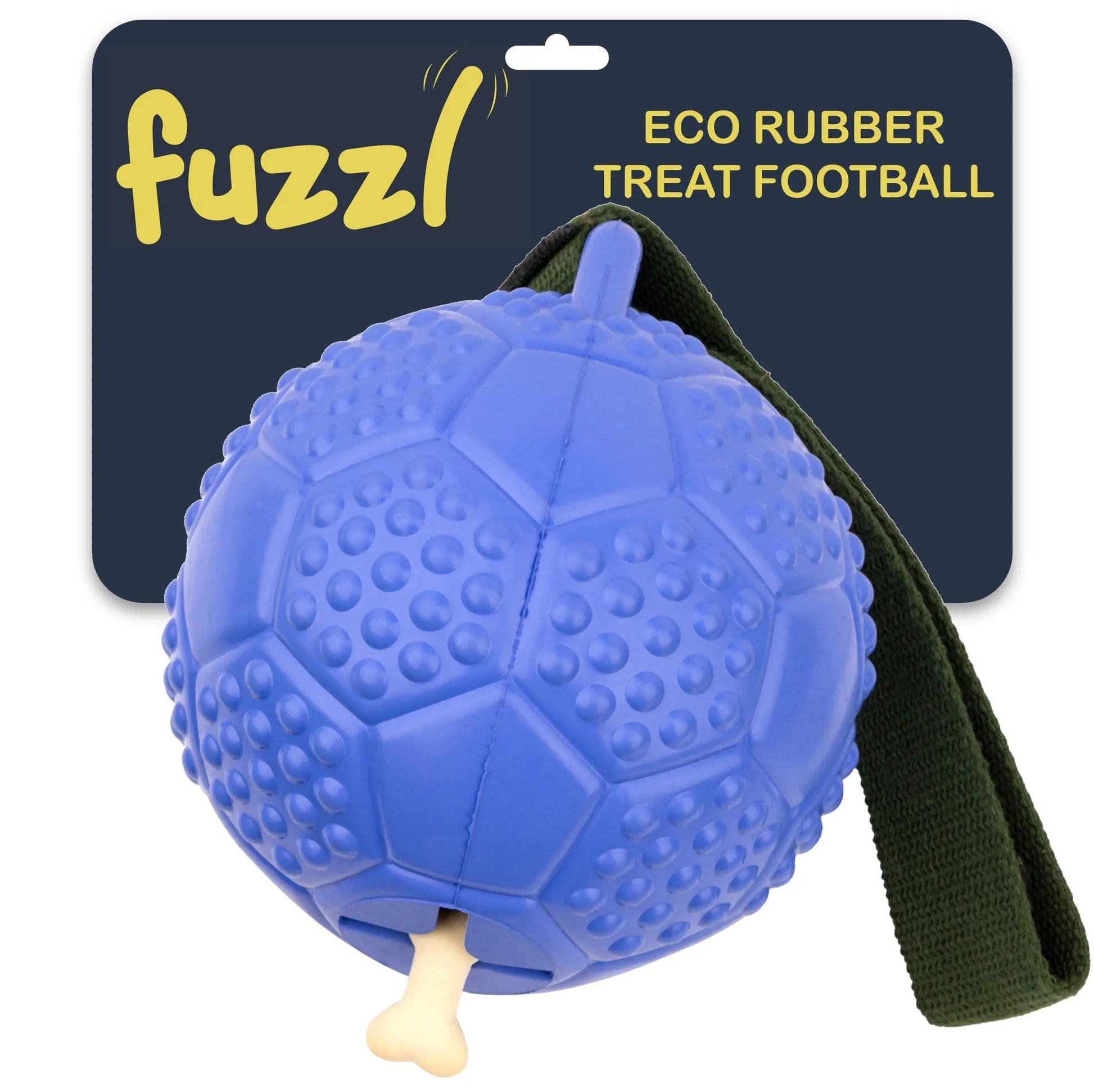 Fuzzl Eco Rubber Chuck & Treat Soccer Ball - Blue Dog Toy – Durable - Fuzzl Pet