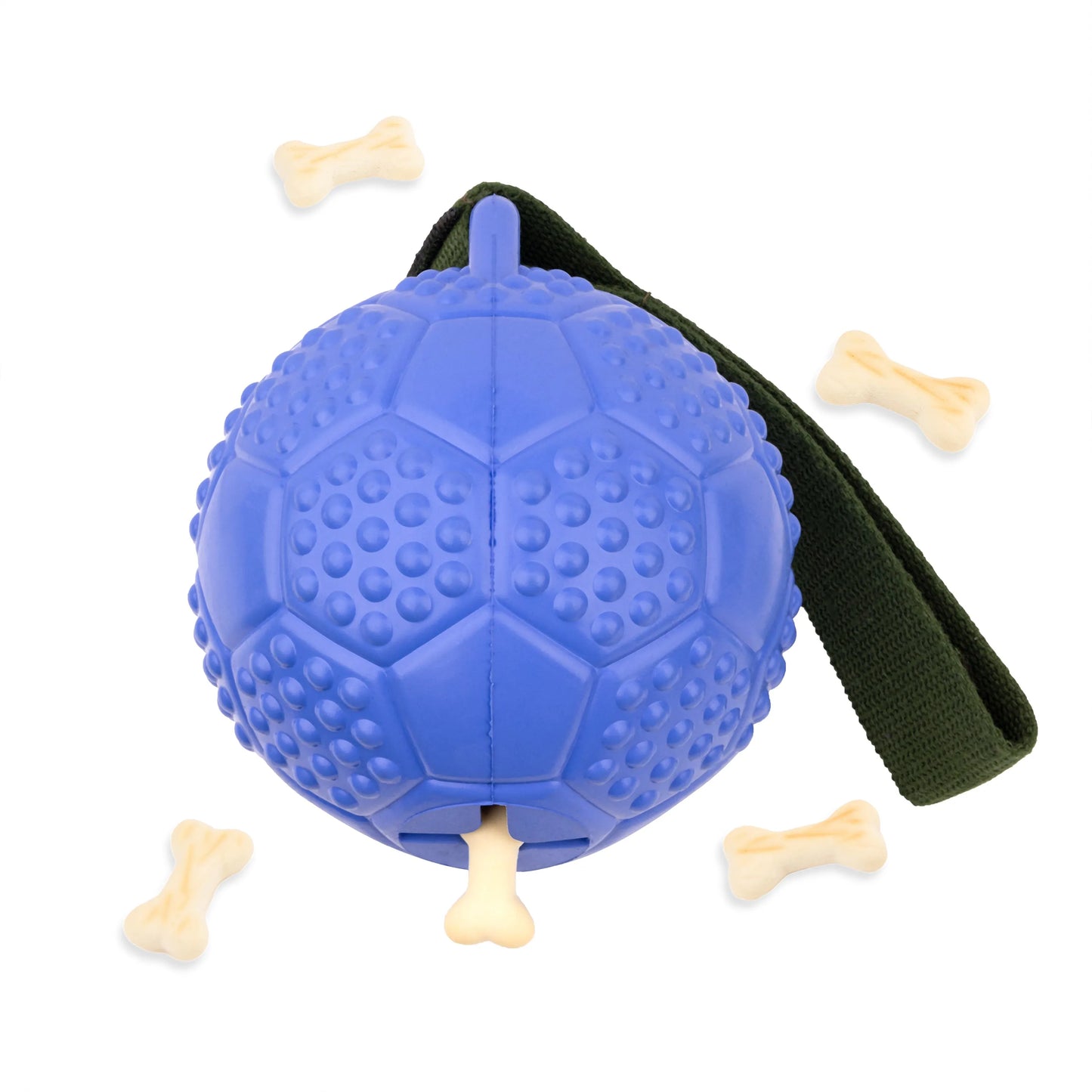 Fuzzl Eco Rubber Chuck & Treat Soccer Ball - Blue Dog Toy – Durable - Fuzzl Pet