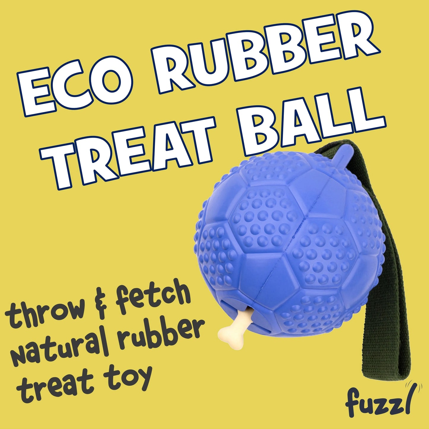 Fuzzl Eco Rubber Chuck & Treat Soccer Ball - Blue Dog Toy – Durable - Fuzzl Pet