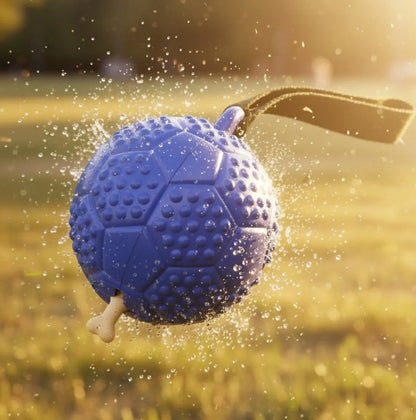 Fuzzl Eco Rubber Chuck & Treat Soccer Ball - Blue Dog Toy – Durable - Fuzzl Pet