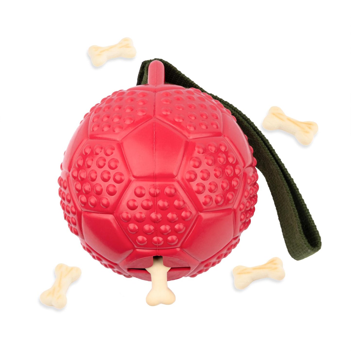 Fuzzl Eco Rubber Chuck & Treat Soccer Ball Red