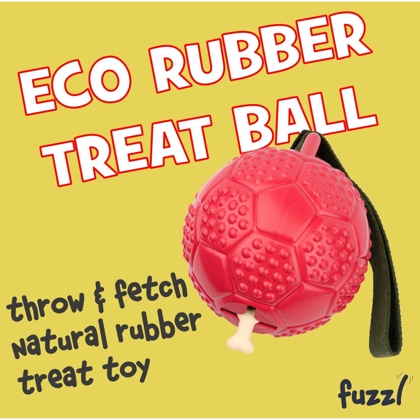 Fuzzl Eco Rubber Chuck & Treat Soccer Ball Red