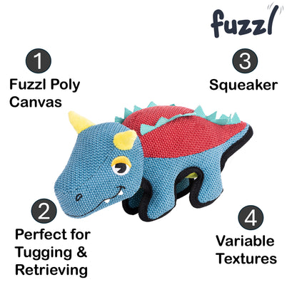 Fuzzl Spike the Dino Tough Soft Dog Toy