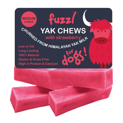 Fuzzl Yak Strawberry - 4 Bars Medium USA (4 Pack) - Fuzzl Pet