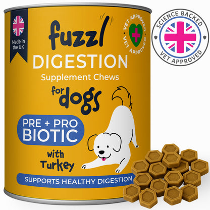 Fuzzl Pre Pro Biotic Digestion Supplement Treats for Dogs - Jumbo 180g