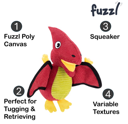 Fuzzl Terry the Dino Canvas Soft Dog Toy