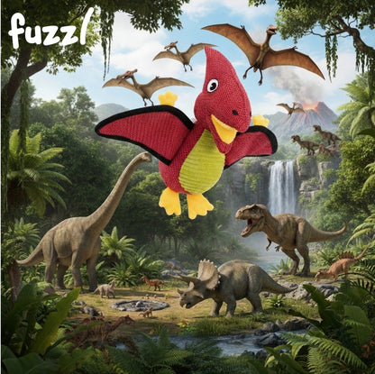 Fuzzl Terry the Dino Canvas Soft Dog Toy
