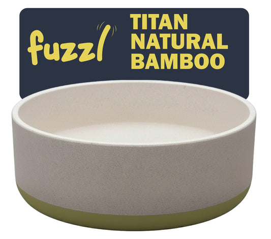 Fuzzl Titan Bamboo & Rubber Base Bowl 22cm Green with Ultra Grip Base Dog