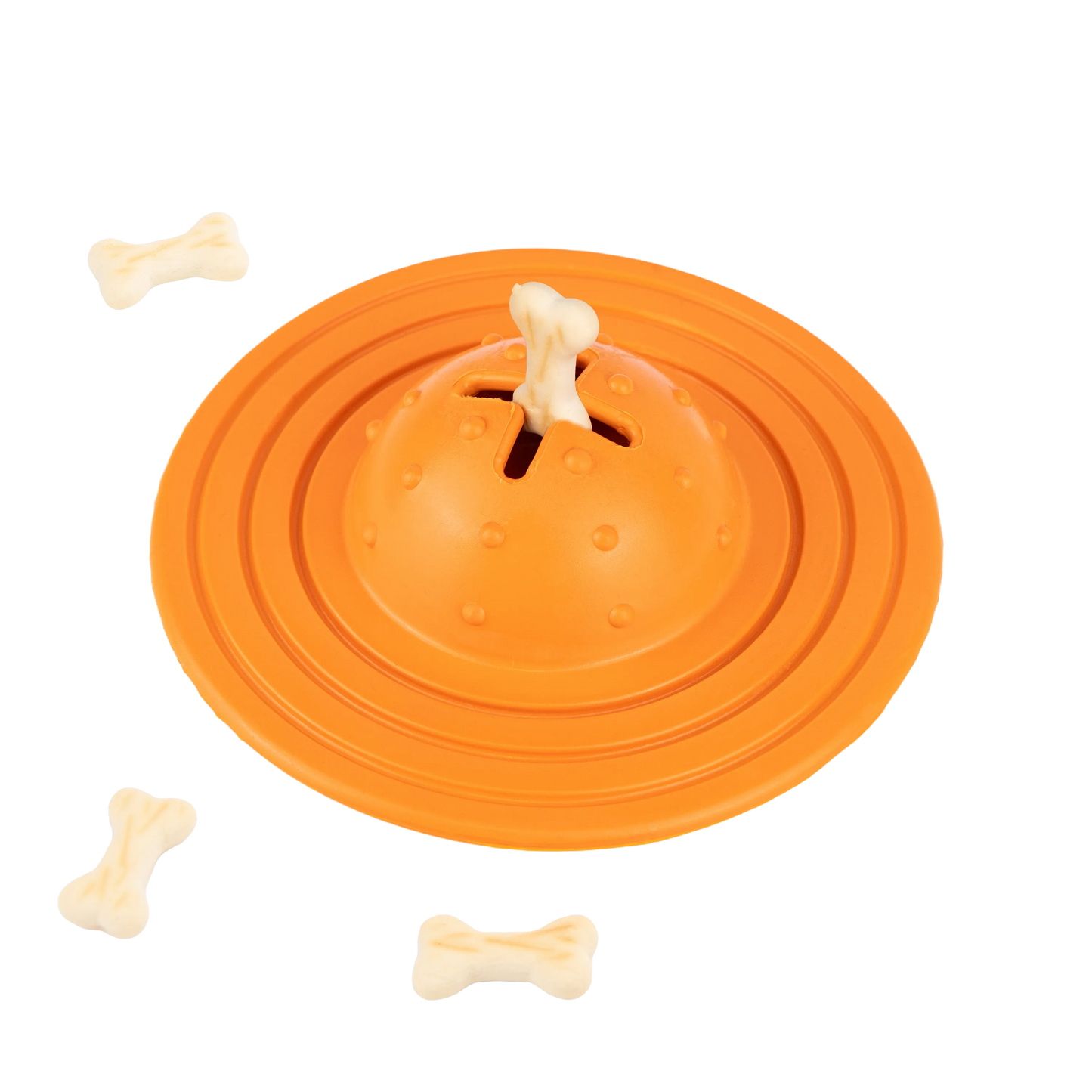 Fuzzl Eco Rubber Chuck & Treat Sky Saucer - Orange Dog Toy – - Fuzzl Pet