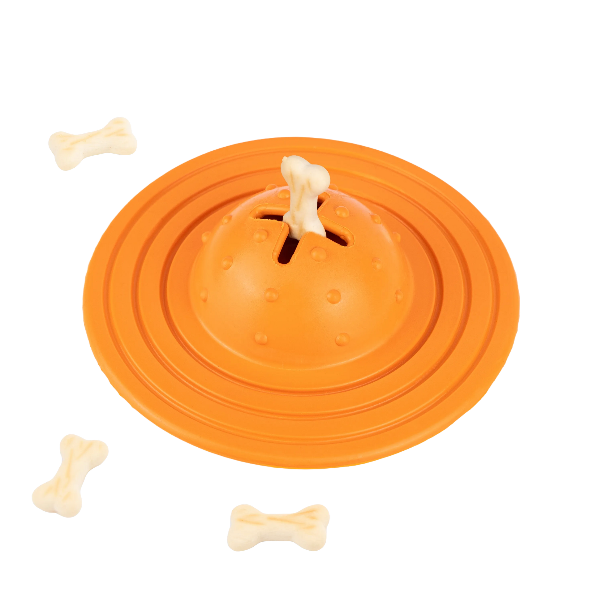 Fuzzl Eco Rubber Chuck & Treat Sky Saucer - Orange Dog Toy – - Fuzzl Pet