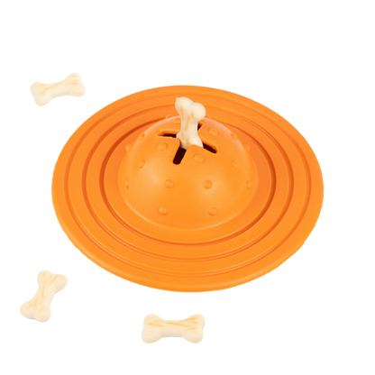 Fuzzl Eco Rubber Chuck & Treat Sky Saucer - Orange Dog Toy – - Fuzzl Pet