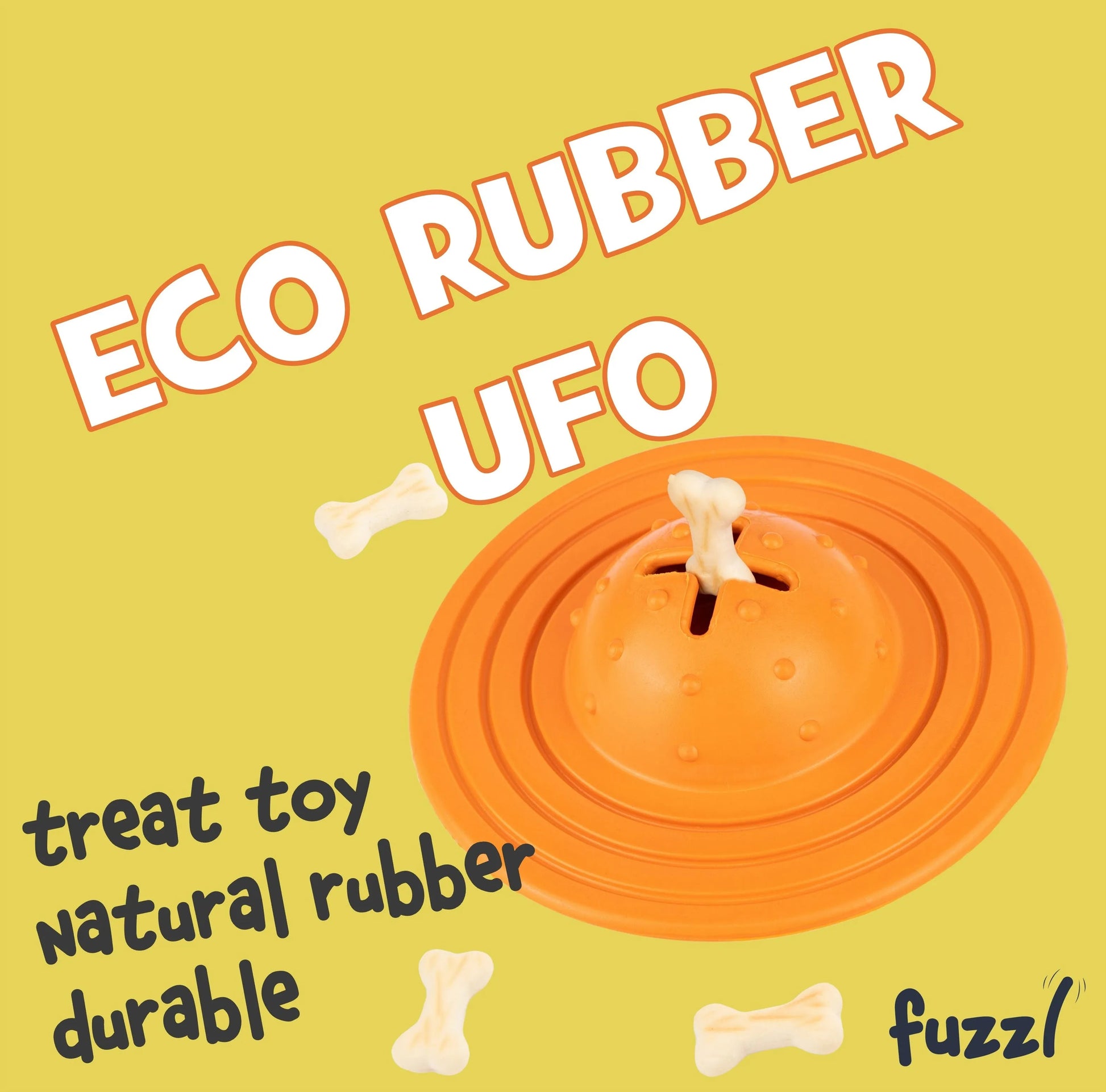 Fuzzl Eco Rubber Chuck & Treat Sky Saucer - Orange Dog Toy – - Fuzzl Pet