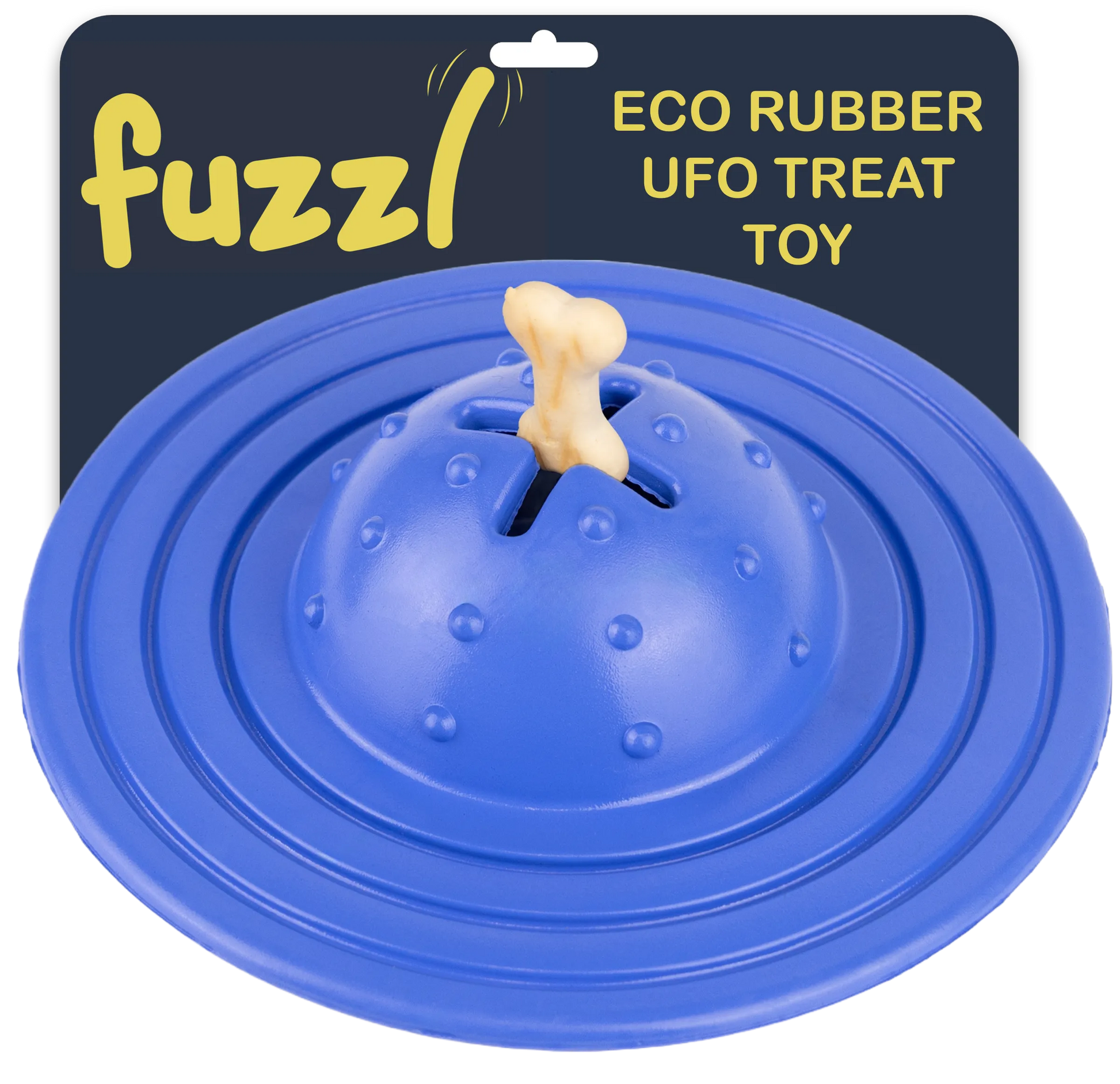 Fuzzl Eco Rubber Chuck & Treat Sky Saucer - Blue Dog Toy – Durable - Fuzzl Pet