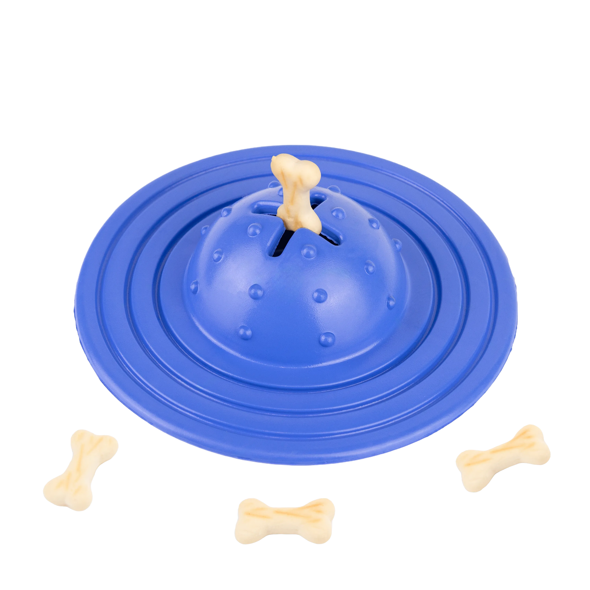 Fuzzl Eco Rubber Chuck & Treat Sky Saucer - Blue Dog Toy – Durable - Fuzzl Pet